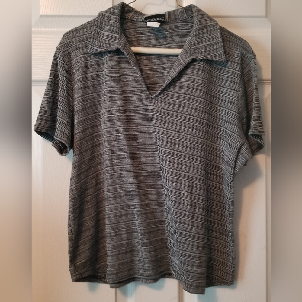 Gray Striped Women’s Top